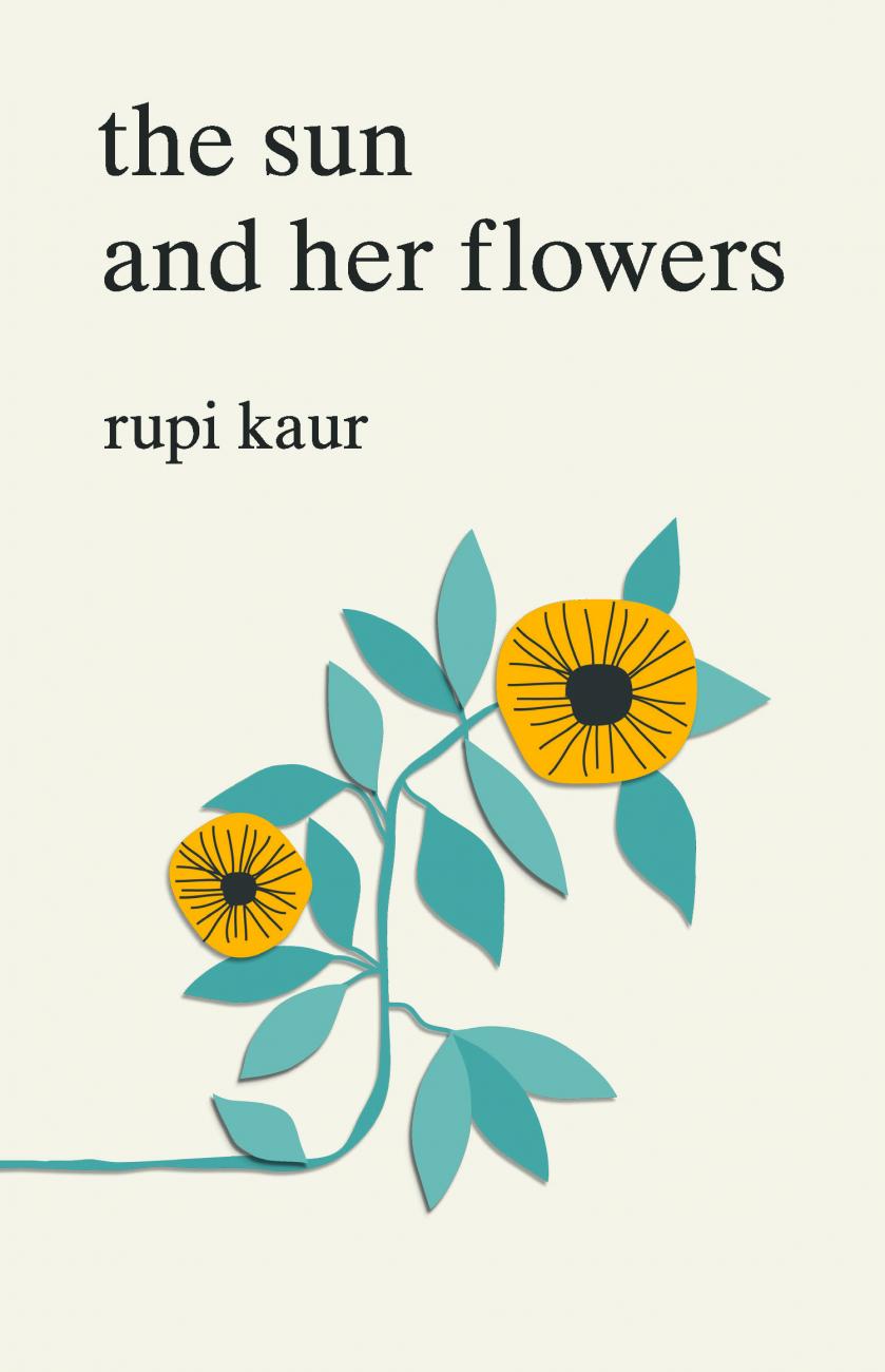 book cover with illustration of two sunflowers.